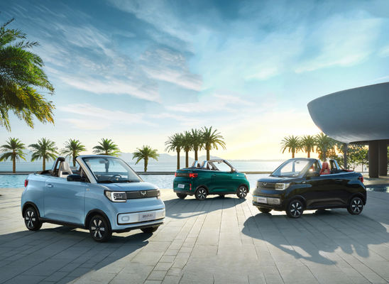 Convertible GM Wuling Hongguang Mini EV Cars 2 Seater 280KM