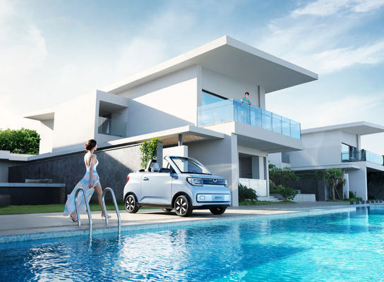 Convertible GM Wuling Hongguang Mini EV Cars 2 Seater 280KM